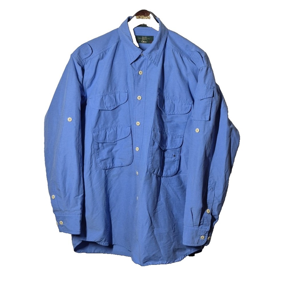 Orvis Shirt Mens Large‎ Blue Utility Button Up Fishing Outdoor Pockets Hong Kong